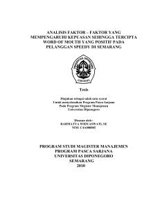 analisis faktor – faktor yang mempengaruhi kepuasan sehingga