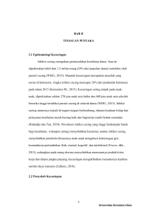BAB II TINJAUAN PUSTAKA 2.1 Epidemiologi Kecacingan Infeksi