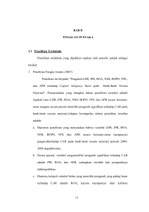 13 BAB II TINJAUAN PUSTAKA 2.1 Penelitian Terdahulu Penelitian