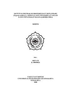 AKTIVITAS EKSTRAK KLOROFORM DAUN DEWANDARU