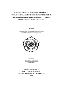 hubungan tingkat pengetahuan perawat tentang keselamatan