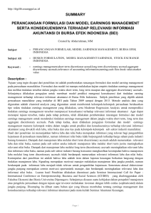 summary perancangan formulasi dan model earnings management