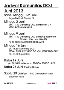 Jadwal Komunitas DOJ Juni 2013