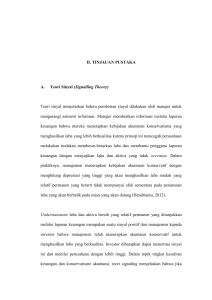 II. TINJAUAN PUSTAKA A. Teori Sinyal ( Signalling Theory) Teori