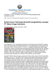 Kuliah Umum Teknologi Otomotif menghadirkan manajer PT. Motor