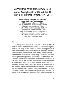 Acinetobacter baumannii sensitivity trends against amino glycoside