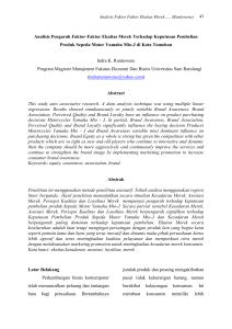 Analisis Pengaruh Faktor-Faktor Ekuitas Merek Terhadap