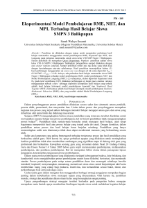 Eksperimentasi Model Pembelajaran RME, NHT
