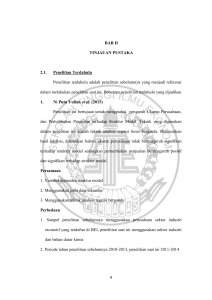 9 BAB II TINJAUAN PUSTAKA 2.1. Penelitian Terdahulu Penelitian