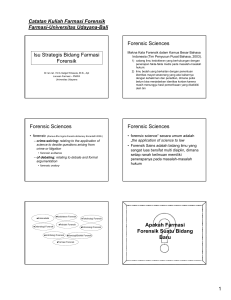 Isu Strategis Bidang Farmasi Forensik Forensic