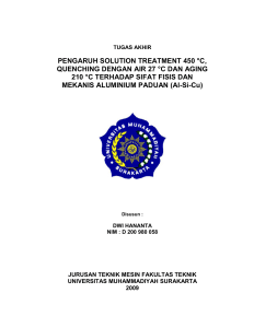 pengaruh solution treatment 450 °c, quenching dengan air 27 °c