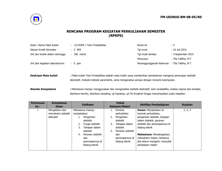 Satuan Acara Perkuliahan