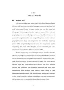 11 BAB II TINJAUAN PUSTAKA 2.1 Signaling Theory Informasi