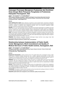 Hubungan Penerapan Manajemen Puskesmas dan Komitmen Kerja