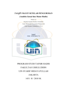 program studi tafsir hadis fakultas ushuluddin uin syarif hidayatullah