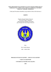 pengaruh keputusan pendanaan dan ukuran perusahaan terhadap