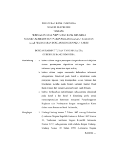 PERATURAN BANK INDONESIA NOMOR: 10/8/PBI/2008