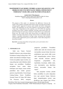 eksperimentasi model pembelajaran reasoning and