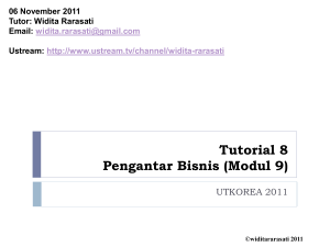 Tutorial 8 Pengantar Bisnis (Modul 9)