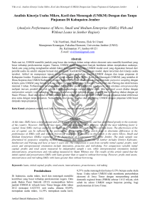 Analisis Kinerja Usaha Mikro, Kecil dan Menengah (UMKM) Dengan