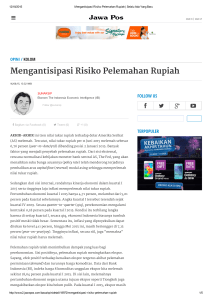 Mengantisipasi Risiko Pelemahan Rupiah