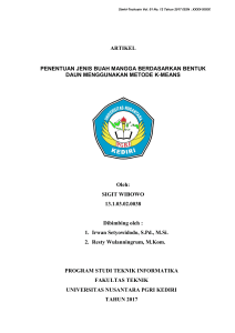 ARTIKEL PENENTUAN JENIS BUAH MANGGA BERDASARKAN