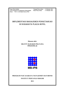 implementasi manajemen pengetahuan di surabaya plaza hotel