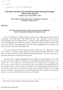 FAKTOR-FAKTOR YANG MEMPENGARUHI KEJADIAN DIARE