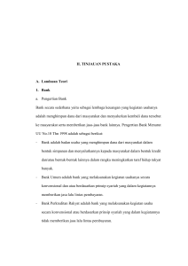 II. TINJAUAN PUSTAKA A. Landasan Teori 1. Bank a. Pengertian