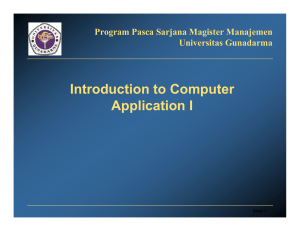 Introduction to Computer Application I