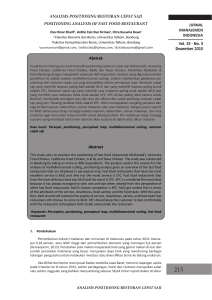 No. 3 Desember 2015 ANALISIS POSITIONING RESTORAN CEPAT