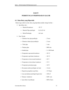BAB IV PERHITUNGAN PERPINDAHAN KALOR 4.1 Data