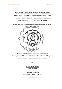 pengaruh market-to-book ratio, firm size, tangibility of assets, firm