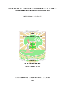 FREEZE DRYING DAN UJI TERATOGENIK SERTA