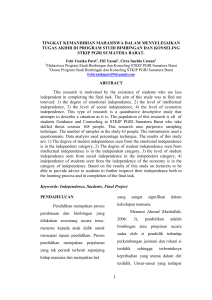 tingkat kemandirian mahasiswa dalam menyelesaikan tugas akhir di