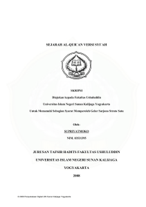 sejarah al-qur`an versi syi`ah jurusan tafsir hadits fakultas