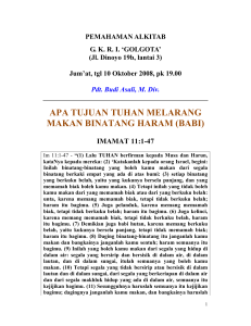 Apa Tujuan Tuhan Melarang Makan Binatang Haram