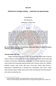 Rai Rate : Studi Sosio-Teologis terhadap Tradisi Rai Rate Suku