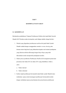 BAB V KESIMPULAN DAN SARAN 5.1 KESIMPULAN Berdasarkan