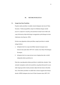 21 III. METODE PENELITIAN 3.1. Sampel dan Data Penelitian