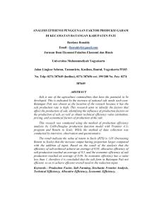 ANALISIS EFISIENSI PENGGUNAAN FAKTOR PRODUKSI GARAM