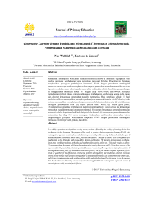 Journal of Primary Education Cooperative Learning