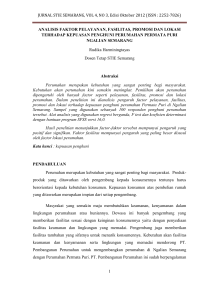 (ISSN : 2252-7826) 1 ANALISIS FAKTOR PELAYANAN, FASILITAS
