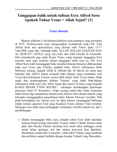 Telaah Teologis Atas Buku “ALLAH DALAM ALKITAB