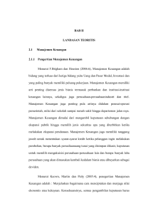 BAB II LANDASAN TEORITIS 2.1 Manajemen Keuangan 2.1.1