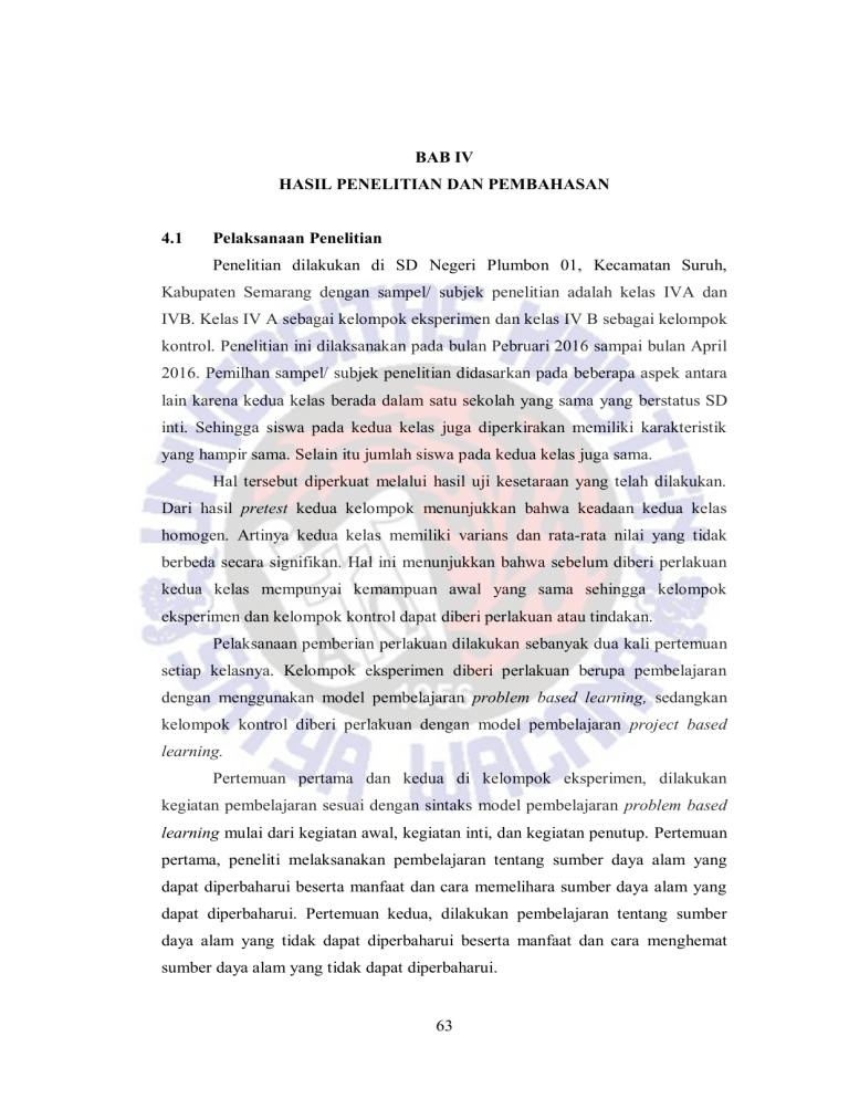 63 BAB IV HASIL PENELITIAN DAN PEMBAHASAN 4.1