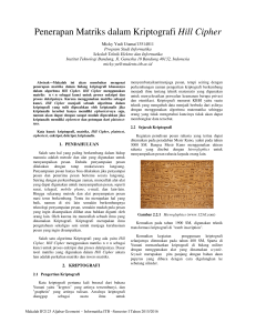 Penerapan Matriks dalam Kriptografi Hill Cipher