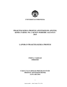 praktek kerja profesi apoteker di apotek kimia farma no. 2 senen