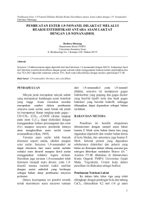 pembuatan ester 1,9-nonanil dilaktat melalui reaksi - USU-IR