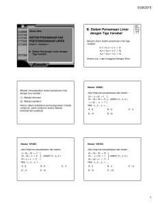 B. Sistem Persamaan Linier dengan Tiga Variabel